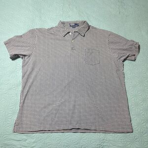 Polo Ralph Lauren Vtg Polo Short Sleve Shirt Men's XXL Blue Plaid Cotton Pocket